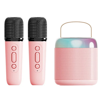 Y2 Colorful Light Mini Karaoke Machine Portable Bluetooth Speaker with 2 Wireless Microphones