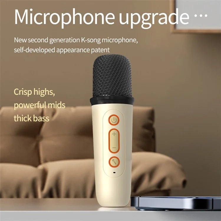 Y2 Colorful Light Mini Karaoke Machine Portable Bluetooth Speaker with 2 Wireless Microphones