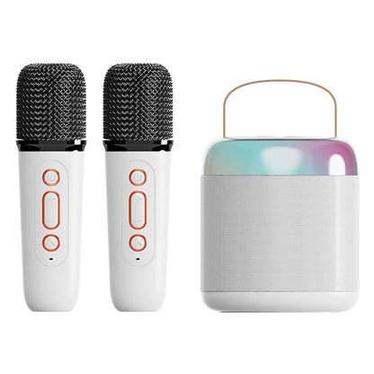 Y2 Colorful Light Mini Karaoke Machine Portable Bluetooth Speaker with 2 Wireless Microphones