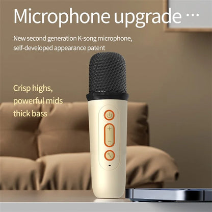 Y2 Colorful Light Mini Karaoke Machine Portable Bluetooth Speaker with 2 Wireless Microphones