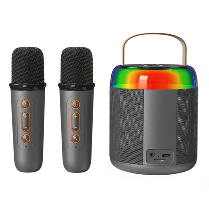 Y2 Colorful Light Mini Karaoke Machine Portable Bluetooth Speaker with 2 Wireless Microphones