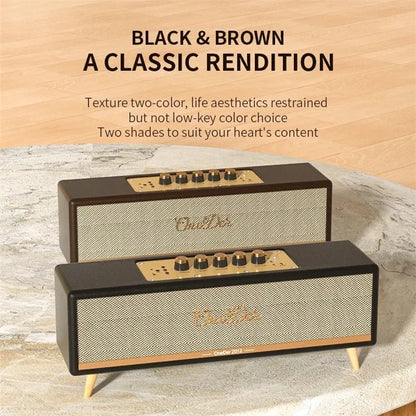 ONEDER D8 Vintage Bluetooth Speaker with TF / USB / FM, Wood Grain Wireless Speaker