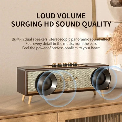 ONEDER D8 Vintage Bluetooth Speaker with TF / USB / FM, Wood Grain Wireless Speaker