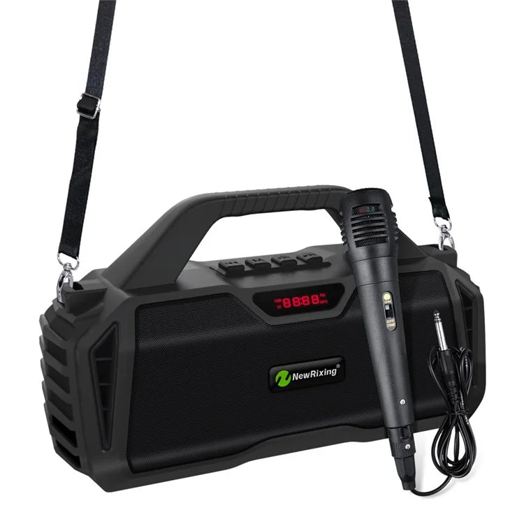 NEWRIXING NR6011 Outdoor Karaoke TWS Bluetooth Speaker with Shoulder Strap