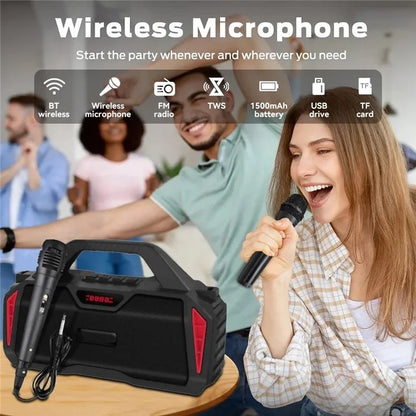 NEWRIXING NR6011 Outdoor Karaoke TWS Bluetooth Speaker with Shoulder Strap
