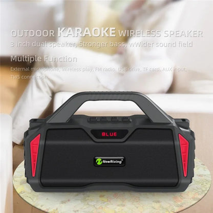 NEWRIXING NR6011 Outdoor Karaoke TWS Bluetooth Speaker with Shoulder Strap