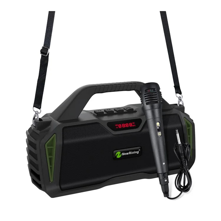 NEWRIXING NR6011 Outdoor Karaoke TWS Bluetooth Speaker with Shoulder Strap