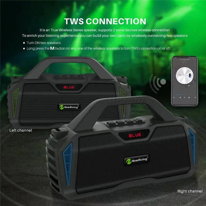 NEWRIXING NR6011 Outdoor Karaoke TWS Bluetooth Speaker with Shoulder Strap