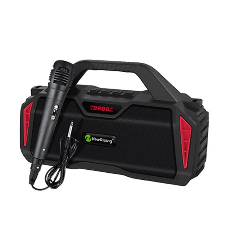 NEWRIXING NR6011 Outdoor Karaoke TWS Bluetooth Speaker with Shoulder Strap