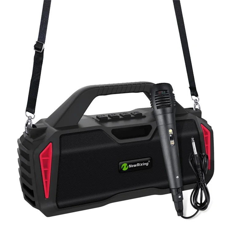 NEWRIXING NR6011 Outdoor Karaoke TWS Bluetooth Speaker with Shoulder Strap