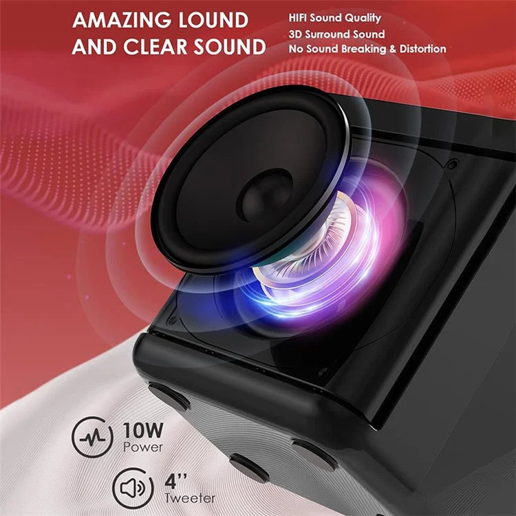 YS307 Home Karaoke Bluetooth Speaker RGB Light Loudspeaker with 2 Microphones
