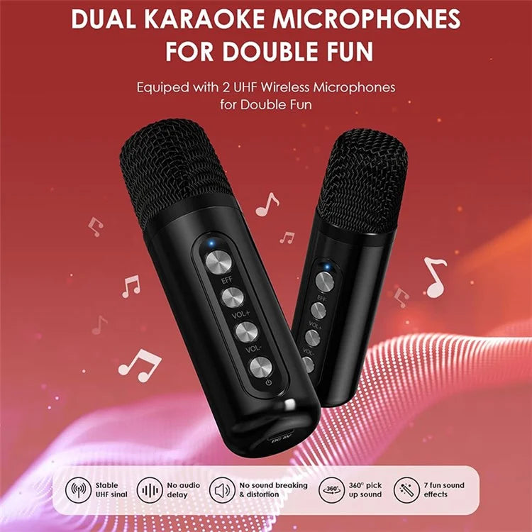 YS307 Home Karaoke Bluetooth Speaker RGB Light Loudspeaker with 2 Microphones