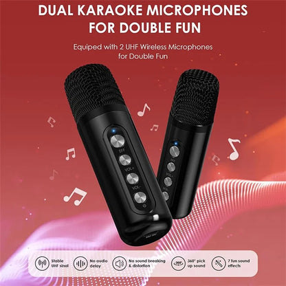 YS307 Home Karaoke Bluetooth Speaker RGB Light Loudspeaker with 2 Microphones