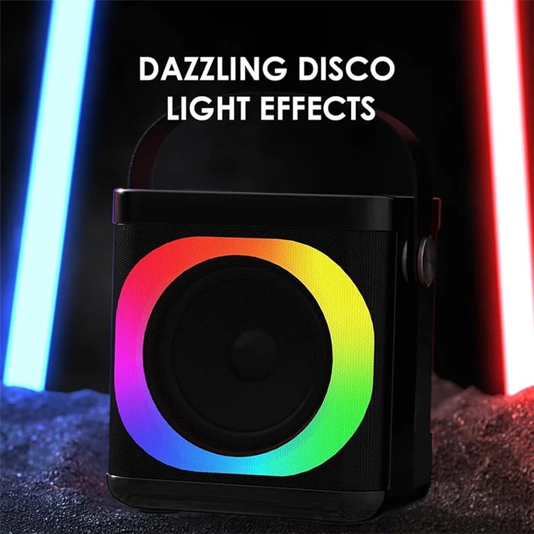 YS307 Home Karaoke Bluetooth Speaker RGB Light Loudspeaker with 2 Microphones