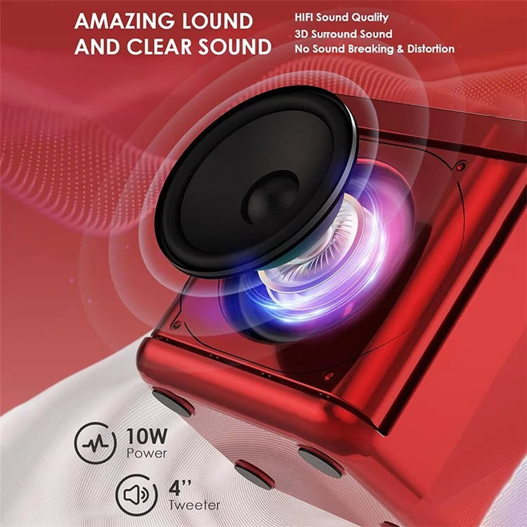 YS307 Home Karaoke Bluetooth Speaker RGB Light Loudspeaker with 2 Microphones