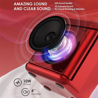 YS307 Home Karaoke Bluetooth Speaker RGB Light Loudspeaker with 2 Microphones