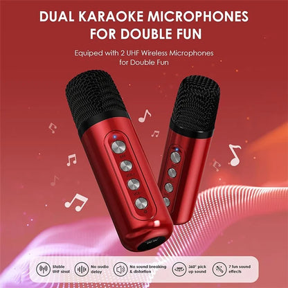 YS307 Home Karaoke Bluetooth Speaker RGB Light Loudspeaker with 2 Microphones