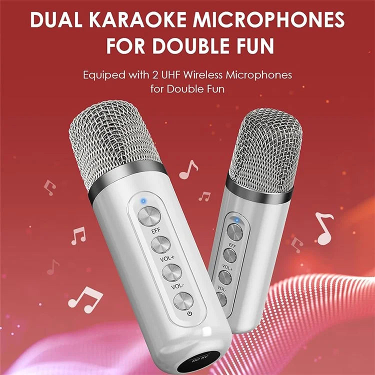 YS307 Home Karaoke Bluetooth Speaker RGB Light Loudspeaker with 2 Microphones