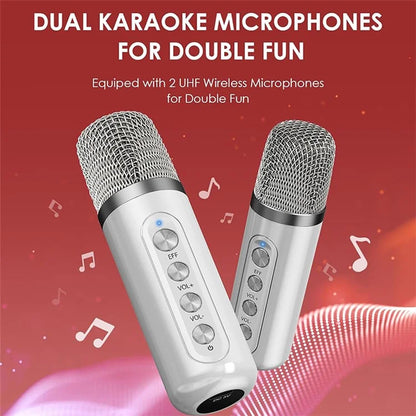 YS307 Home Karaoke Bluetooth Speaker RGB Light Loudspeaker with 2 Microphones