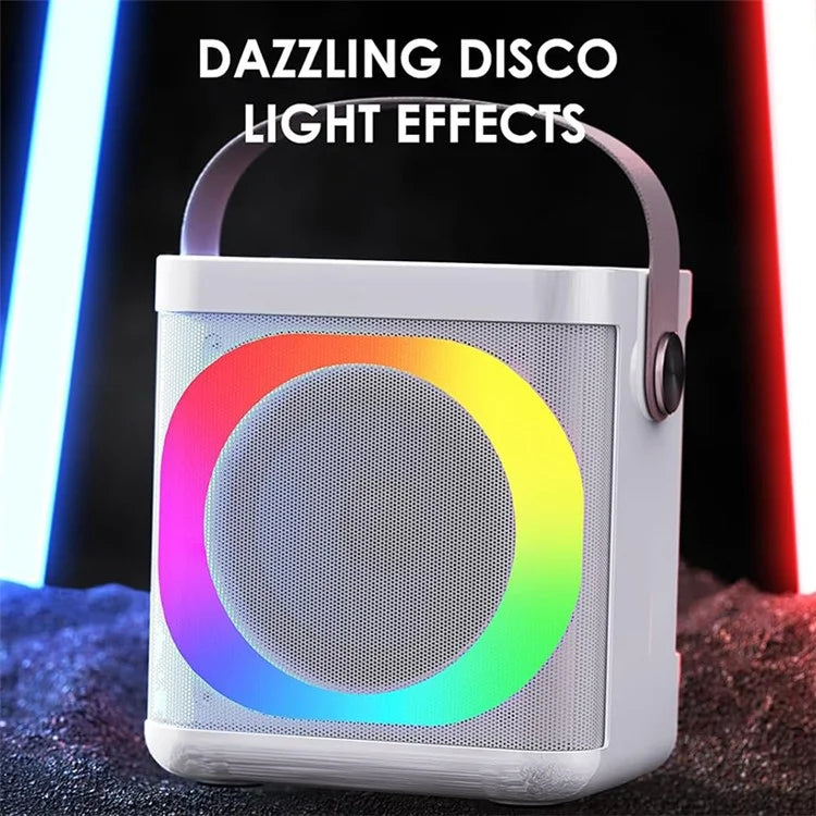 YS307 Home Karaoke Bluetooth Speaker RGB Light Loudspeaker with 2 Microphones