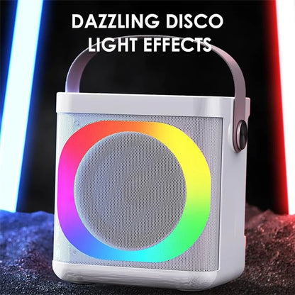YS307 Home Karaoke Bluetooth Speaker RGB Light Loudspeaker with 2 Microphones