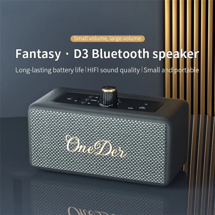 ONEDER D3 Retro Bluetooth Speaker Subwoofer HIFI Wireless Speaker