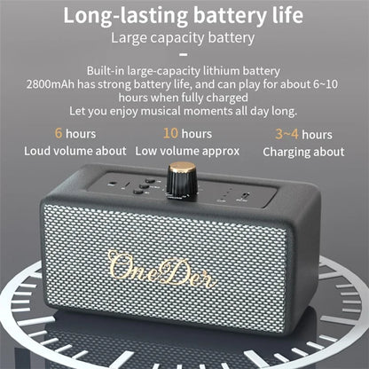 ONEDER D3 Retro Bluetooth Speaker Subwoofer HIFI Wireless Speaker
