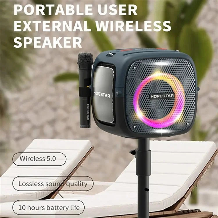 HOPESTAR Party One Bluetooth Speaker Portable Wireless Karaoke Speaker with 2 Microphones