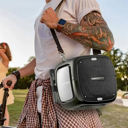 HOPESTAR Party One Bluetooth Speaker Portable Wireless Karaoke Speaker with 2 Microphones