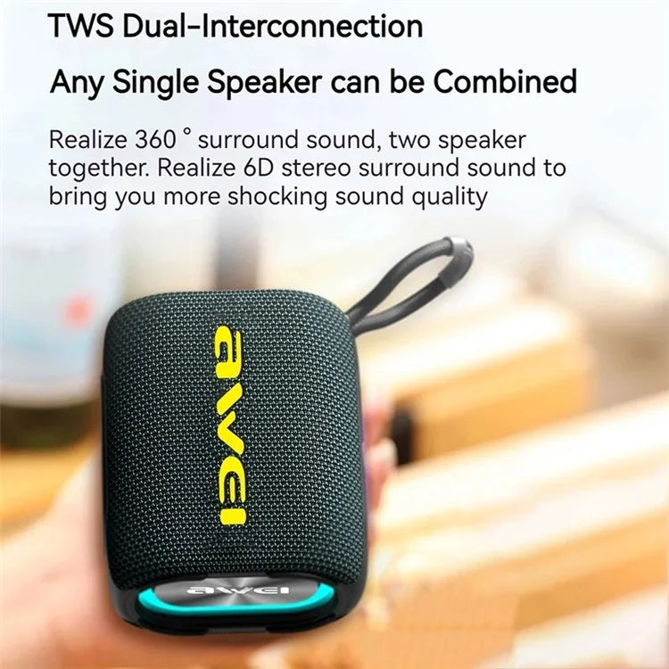 AWEI Y382 Bluetooth Speaker IPX7 Waterproof Mini Wireless Subwoofer Stereo Speaker