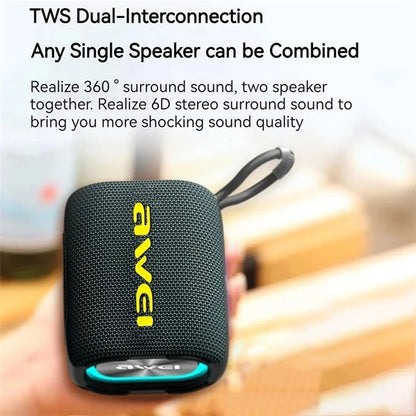 AWEI Y382 Bluetooth Speaker IPX7 Waterproof Mini Wireless Subwoofer Stereo Speaker