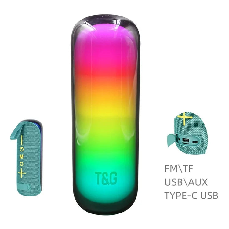 T&G TG-384 Mini Portable Bluetooth Speaker RGB Light Wireless Music Subwoofer Support TF  /  U-disk