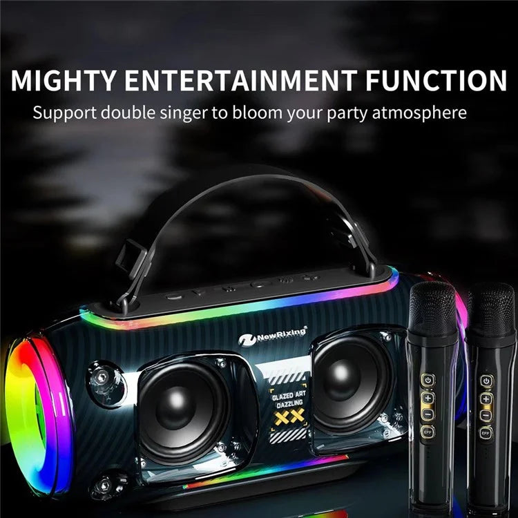 NR8806 Outdoor Bluetooth Speaker RGB Light Karaoke Soundbox with 2 ...