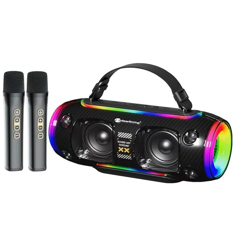 NR8806 Outdoor Bluetooth Speaker RGB Light Karaoke Soundbox with 2 ...