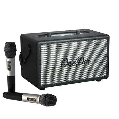 ONEDER D7 Retro Leather Bluetooth Speaker Outdoor Portable Karaoke Machine