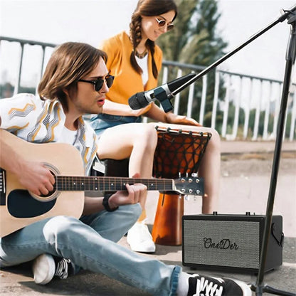 ONEDER D7 Retro Leather Bluetooth Speaker Outdoor Portable Karaoke Machine