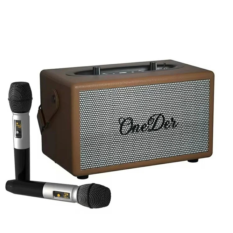ONEDER D7 Retro Leather Bluetooth Speaker Outdoor Portable Karaoke Machine
