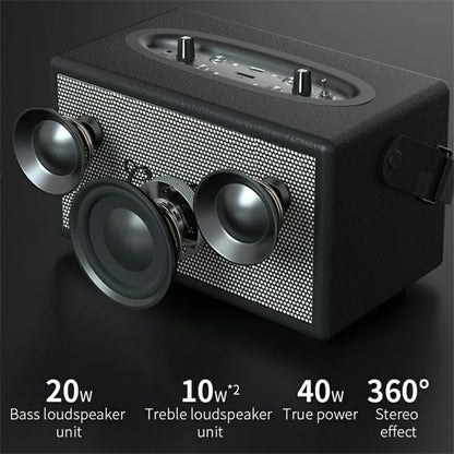 ONEDER D7 Retro Leather Bluetooth Speaker Outdoor Portable Karaoke Machine