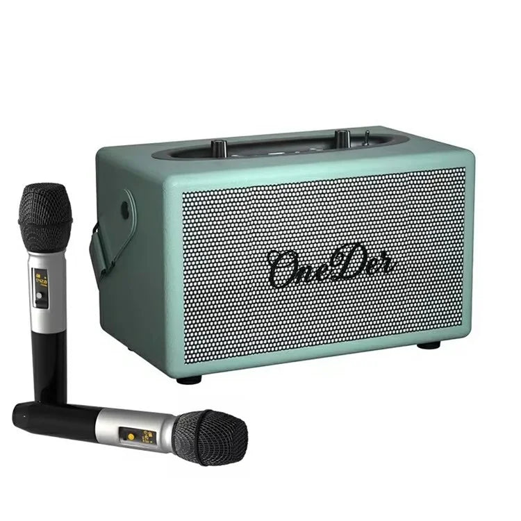 ONEDER D7 Retro Leather Bluetooth Speaker Outdoor Portable Karaoke Machine