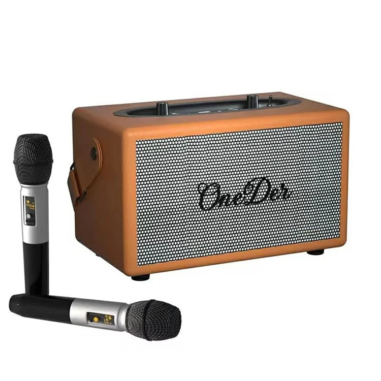 ONEDER D7 Retro Leather Bluetooth Speaker Outdoor Portable Karaoke Machine