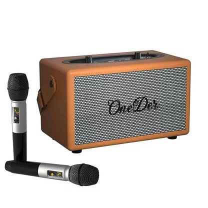 ONEDER D7 Retro Leather Bluetooth Speaker Outdoor Portable Karaoke Machine