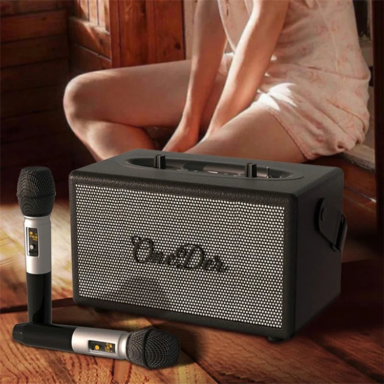 ONEDER D7 Retro Leather Bluetooth Speaker Outdoor Portable Karaoke Machine