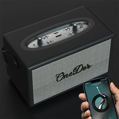 ONEDER D7 Retro Leather Bluetooth Speaker Outdoor Portable Karaoke Machine