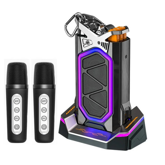 GQ-18 RGB Light Mecha Mechanical Karaoke Wireless Bluetooth Speaker with 2 Microphone