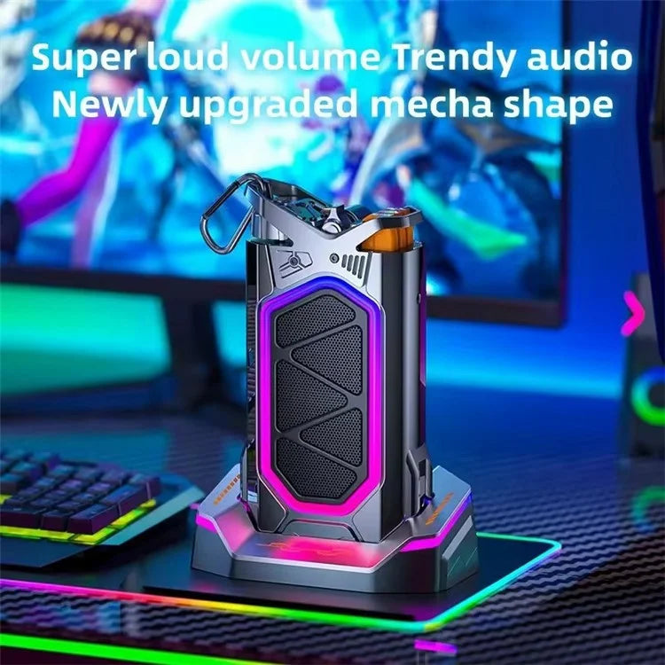 GQ-18 RGB Light Mecha Mechanical Karaoke Wireless Bluetooth Speaker with 2 Microphone