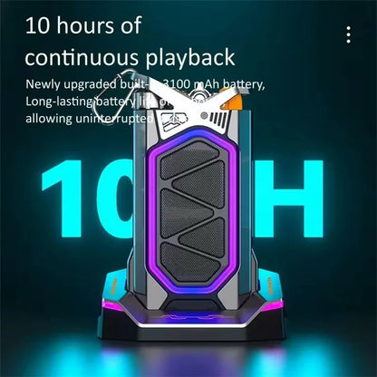 GQ-18 RGB Light Mecha Mechanical Karaoke Wireless Bluetooth Speaker with 2 Microphone