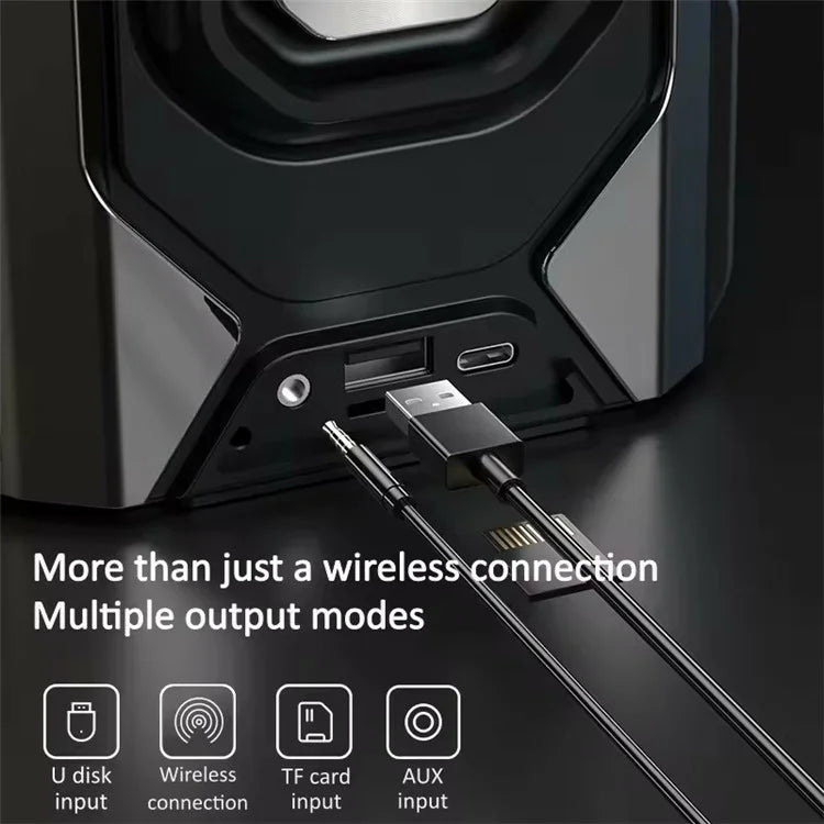 GQ-18 RGB Light Mecha Mechanical Karaoke Wireless Bluetooth Speaker with 2 Microphone