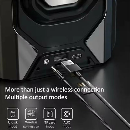GQ-18 RGB Light Mecha Mechanical Karaoke Wireless Bluetooth Speaker with 2 Microphone