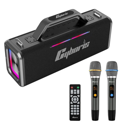 CYBORIS X12 Bluetooth 5.3 Speaker with 6.5mm Interface 200W RGB Light Music Wireless Speaker