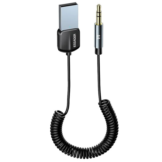 ESSAGER EBT-LF01-P Car Bluetooth Receiver Spring Cord 3.5mm AUX Car Audio Wireless Adapter